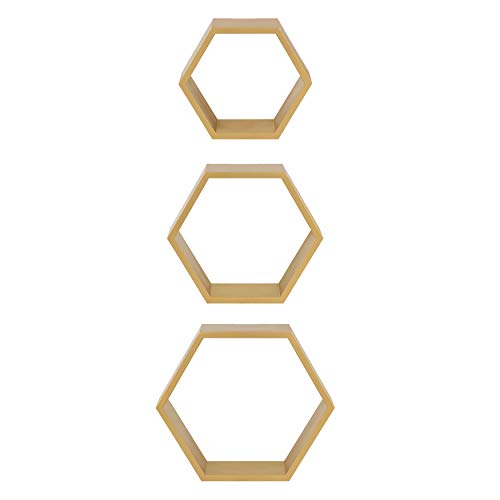 Kate and Laurel Putnam Hexagon Shelf, Set of 3, Gold, Dynamic Geometric Wall Decor and Storage | The Storepaperoomates Retail Market - Fast Affordable Shopping