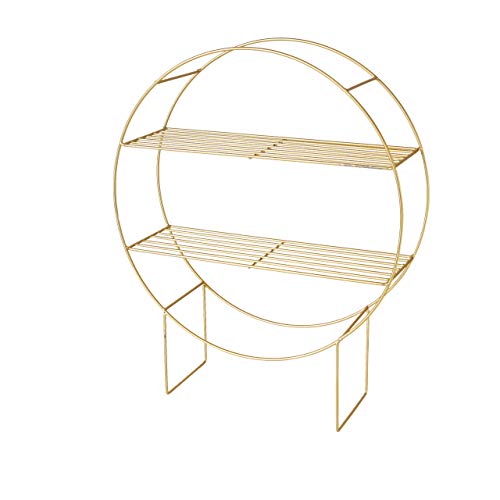 WHW Whole House Worlds Gold Circular Floor Shelf Rack, Iron, 19.75 Inches Diameter, 23 .5 Inches, Free Standing Plant or Bookshelf | The Storepaperoomates Retail Market - Fast Affordable Shopping