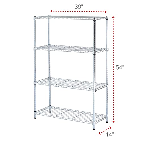 Alera ALESW843614SR Residential Wire Shelving Four-Shelf 36w x 14d x 54h Silver | The Storepaperoomates Retail Market - Fast Affordable Shopping