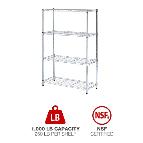 Alera ALESW843614SR Residential Wire Shelving Four-Shelf 36w x 14d x 54h Silver | The Storepaperoomates Retail Market - Fast Affordable Shopping