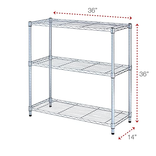 Alera ALESW833614SR Residential Wire Shelving Three-Shelf 36w x 14d x 36h Silver | The Storepaperoomates Retail Market - Fast Affordable Shopping