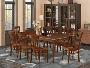 9Pc Rectangular 60/78″ Dining Room Table With 18 In Butterfly Leaf And 8 Wood Seat Chairs
