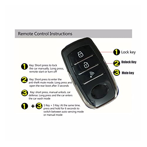 GAMYX Remote Start kit keyless Entry car Alarm System with Engine Start 2 Remote Keys Universal PKE Button (Color : Black) | The Storepaperoomates Retail Market - Fast Affordable Shopping