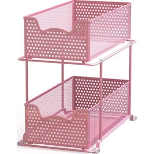 Simple Houseware 2 Tier Sliding Cabinet Basket Organizer Drawer, Pink