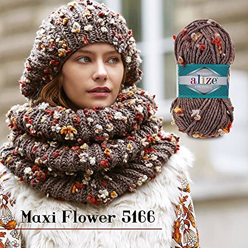 Alize Superlana Maxi Flower Yarn, 4 Skein 349 Yards 400 Gram,Soft Bulky Yarn, Blend Wool Acrylic Yarn, Perfect for Scarfs and Hats,Hypoallergenic, Colorful (5806) | The Storepaperoomates Retail Market - Fast Affordable Shopping