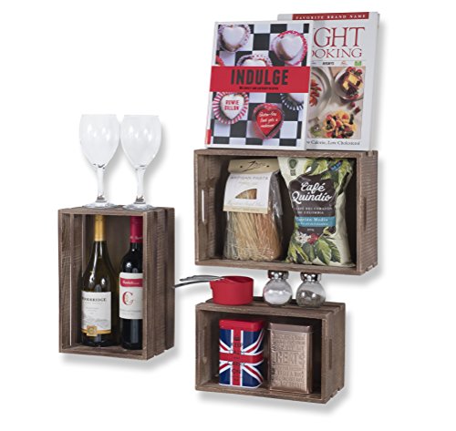 Wallniture Kitchen Storage Wine Rack Wooden Crate Basket Walnut Set of 3 | The Storepaperoomates Retail Market - Fast Affordable Shopping