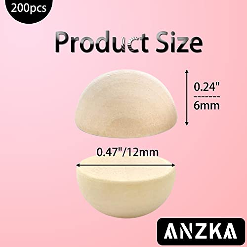 ANZKA 200pcs Mini Half Wooden Beads, 12mm Unfinished Round Split Wood Balls for Craft Paint, 1/2 inch Diameters Natural Half Sphere Ornaments | The Storepaperoomates Retail Market - Fast Affordable Shopping