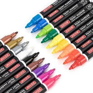 ZEYAR Oil-Based Paint Markers for Rock Painting, Medium Point, Waterproof ink, 18 Colors, AP Certified, Great on Mug, Rock, Glass, Canvas, Metal and more (18 Colors)