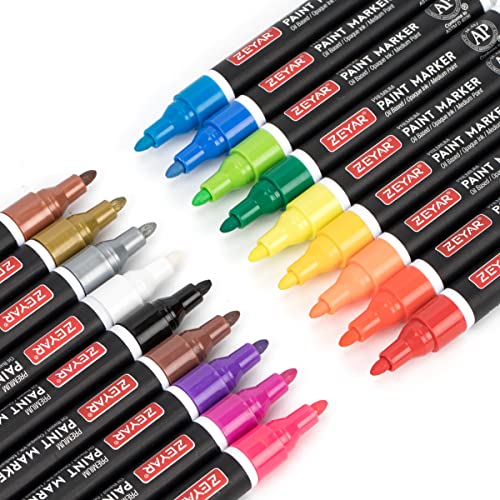 ZEYAR Oil-Based Paint Markers for Rock Painting, Medium Point, Waterproof ink, 18 Colors, AP Certified, Great on Mug, Rock, Glass, Canvas, Metal and more (18 Colors) | The Storepaperoomates Retail Market - Fast Affordable Shopping