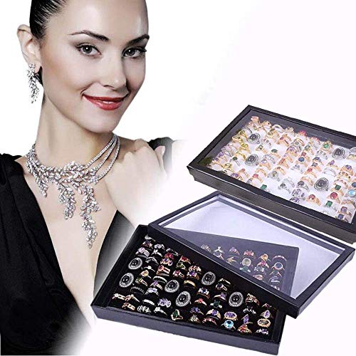 ZLY Jewelry Rings Display Tray Velvet 100 Slot Case Box Jewelry Storage Box | The Storepaperoomates Retail Market - Fast Affordable Shopping