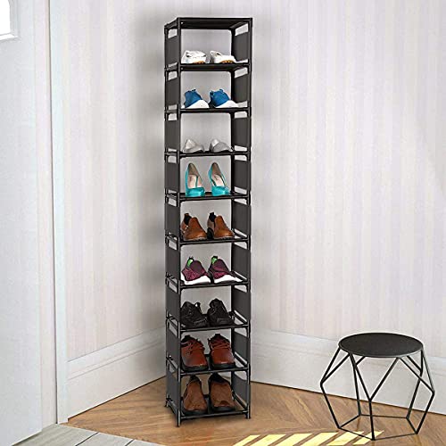 barsone 10 Tiers Shoe Rack, Vertical Narrow Shoe Rack, 10 Pairs Tall Shoe Rack Organizer for Small Space, Free Standing Shoe Shelf for Closet Entryway Hallway | The Storepaperoomates Retail Market - Fast Affordable Shopping