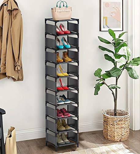 barsone 10 Tiers Shoe Rack, Vertical Narrow Shoe Rack, 10 Pairs Tall Shoe Rack Organizer for Small Space, Free Standing Shoe Shelf for Closet Entryway Hallway | The Storepaperoomates Retail Market - Fast Affordable Shopping