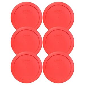 Pyrex Bundle – 6 Items: 7201-PC 4-Cup Red Plastic Food Storage Lids