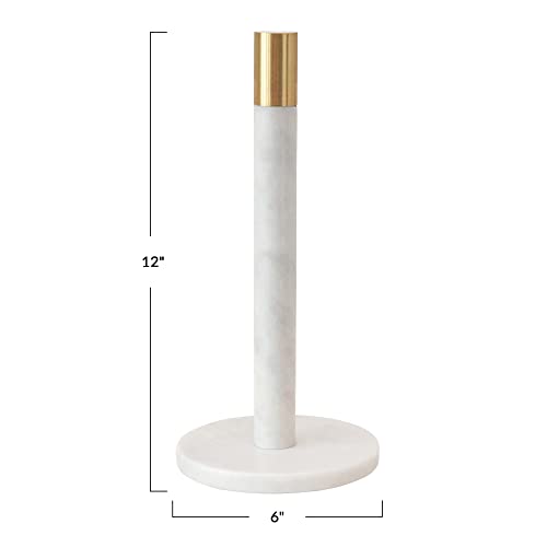 Bloomingville Modern Marble Paper Towel Holder with Brass Accent Band, White | The Storepaperoomates Retail Market - Fast Affordable Shopping