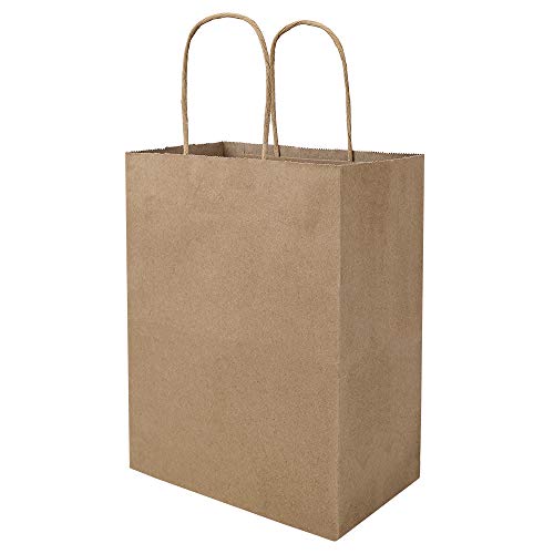 bagmad 100 Pack 8×4.75×10 inch Plain Medium Paper Bags with Handles Bulk, Brown Kraft Bags, Craft Gift Bags, Grocery Shopping Retail Bags, Birthday Party Favors Wedding Bags Sacks | The Storepaperoomates Retail Market - Fast Affordable Shopping