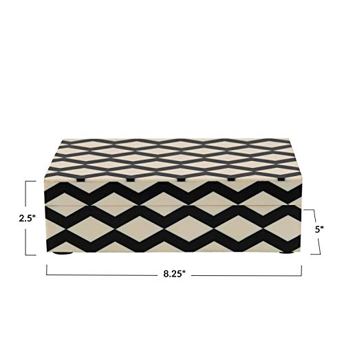 Creative Co-Op Resin & MDF Lid & Pattern Inlay, Black & White Storage Box | The Storepaperoomates Retail Market - Fast Affordable Shopping