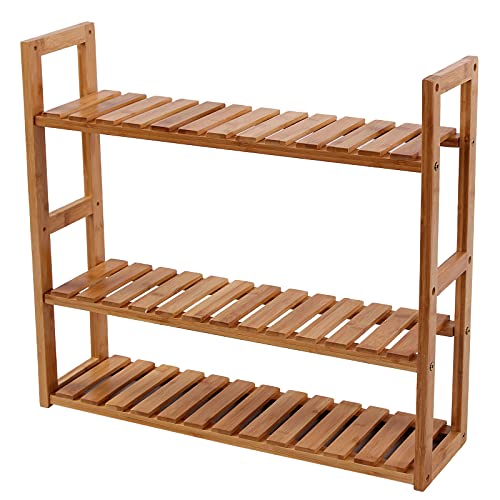 SONGMICS Bamboo Bathroom Shelf, 3-Tier Adjustable Plants Rack, Wall-Mounted or Stand, in the Living Room, Balcony, Kitchen, Natural UBCB13Y | The Storepaperoomates Retail Market - Fast Affordable Shopping