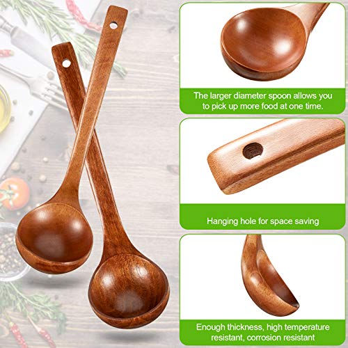 2 Pieces Wooden Ladle Soup Spoon Long Handle Ladle Cookware for Cooking Kitchen Home Restaurant | The Storepaperoomates Retail Market - Fast Affordable Shopping