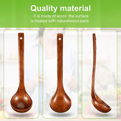 2 Pieces Wooden Ladle Soup Spoon Long Handle Ladle Cookware for Cooking Kitchen Home Restaurant | The Storepaperoomates Retail Market - Fast Affordable Shopping