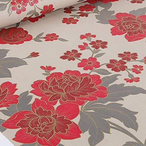 Yifely Vintage Red Peony Removable PVC Shelf Drawer Liner Home Decor Makeup Boxes Storage Cabinets DIY Paper 17×118 Inch | The Storepaperoomates Retail Market - Fast Affordable Shopping