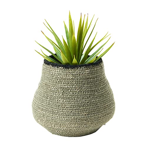 Bloomingville Hand-Woven Seagrass, Grey & Black Basket | The Storepaperoomates Retail Market - Fast Affordable Shopping