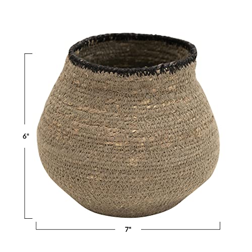 Bloomingville Hand-Woven Seagrass, Grey & Black Basket | The Storepaperoomates Retail Market - Fast Affordable Shopping
