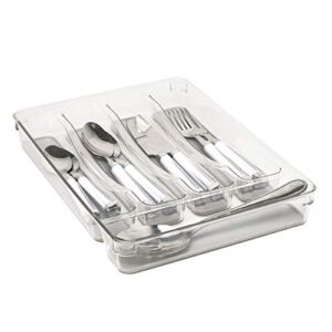 Kitchen Details 23195 Utensil and Cutlery Drawer Organizer, Divider, Tray, Storage, 5 Compartment, Clear