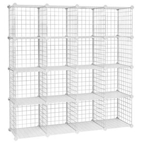 SONGMICS 16-Cube Shelves Organizer, Modular Bookcase, DIY Closet Cabinet Shelf White ULPI44W