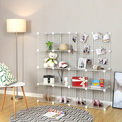SONGMICS 16-Cube Shelves Organizer, Modular Bookcase, DIY Closet Cabinet Shelf White ULPI44W | The Storepaperoomates Retail Market - Fast Affordable Shopping