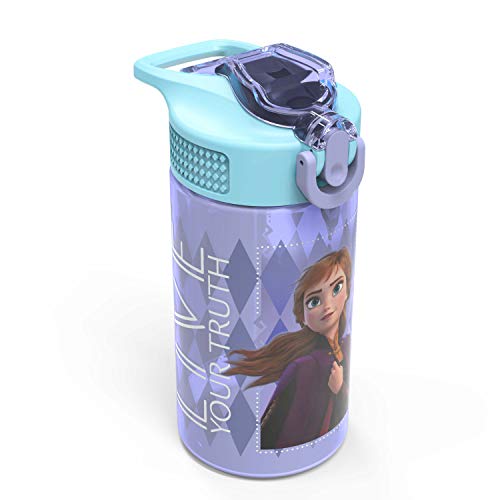 Zak Designs Disney Frozen 2 Kids Water Bottle Set with Reusable Straws and Built in Carrying Loops, Made of Plastic, Leak-Proof Water Bottle Designs (Elsa & Anna, 16 oz, BPA-Free, 2pc Set) | The Storepaperoomates Retail Market - Fast Affordable Shopping
