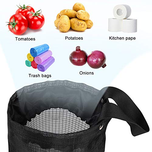 WantuSee Plastic Bag Holder, 2 Packs for Kitchen Hanging Mesh Storage Organizer, 19.6” x 6.2” inch Large Grocery Shopping Bags Dispenser, Hold 60-70 Trash Bags, Black | The Storepaperoomates Retail Market - Fast Affordable Shopping