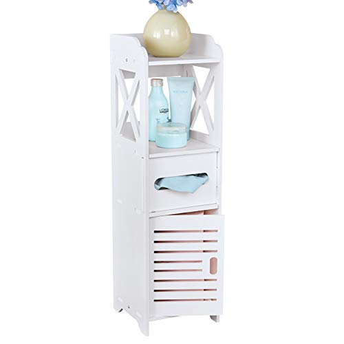 Collections Etc White Bathroom Supplies Storage Tower with Tissue Holder – Multifunctional Shelving Unit, Freestanding Shelf Rack & Drawer Cabinet Organizer – 2.29 Ft Tall | The Storepaperoomates Retail Market - Fast Affordable Shopping