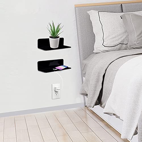 2 Pack – Acrylic Floating Wall Shelves | Great for Bedroom, Kitchen, Office or Bathroom | Great Bedside Shelf for Phone | No Drill or Tools Required | The Storepaperoomates Retail Market - Fast Affordable Shopping