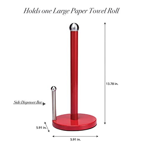 Kitchen Details Countertop Single Tear Paper Towel Holder, Free Standing, Weighted Bottom, Holds Large Rolls, Dispenser Bar Prevents Unraveling, Red | The Storepaperoomates Retail Market - Fast Affordable Shopping