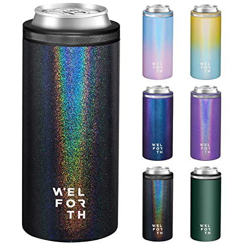 Welforth Slim Can Cooler for Slim Beer & Hard Seltzer Double-walled Stainless Steel 12oz Sleeve Skinny Can Coozies Drink Holder(GLITTER BLACK) | The Storepaperoomates Retail Market - Fast Affordable Shopping