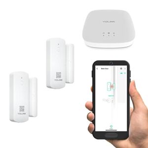 Smart Door Sensors 2 Pack, 1/4 Mile World’s Longest Range Wireless Window Door Sensor Works with Alexa IFTTT, Smartphone Monitor App Alerts Open Reminder Sensor, No Audio Alarm, YoLink Hub Included