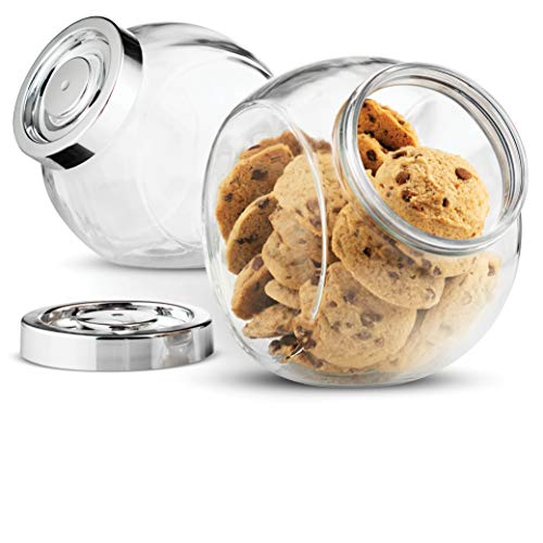 Bormioli Rocco PANDORA Glass Candy Jar 75½-Ounce Cookie Jar (2 Pack) With Plastic Airtight Seal Lid 2-Way Display, Bulk-Food Storage Jar for Snacks, Dry Food, Jelly Beans Canister, Apothecary Jars. | The Storepaperoomates Retail Market - Fast Affordable Shopping