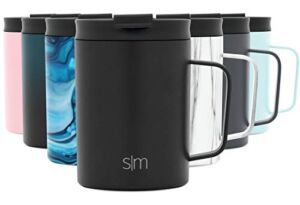 Simple Modern Travel Coffee Cup with Lid and Handle | Reusable Insulated Stainless Steel Iced Coffee Mug Cold Brew Tumbler and Tea Cup | Scout Collection | 12oz | Midnight Black