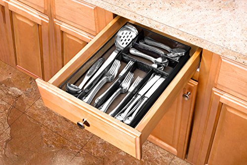 Flatware Drawer Organizer – Slip Resistant Kitchen Tray with 6 Sections to Neatly Arrange Cutlery and Serving Utensils. Also Great to Keep Your Desk Drawer and Office Supplies Well Organized (Black) | The Storepaperoomates Retail Market - Fast Affordable Shopping