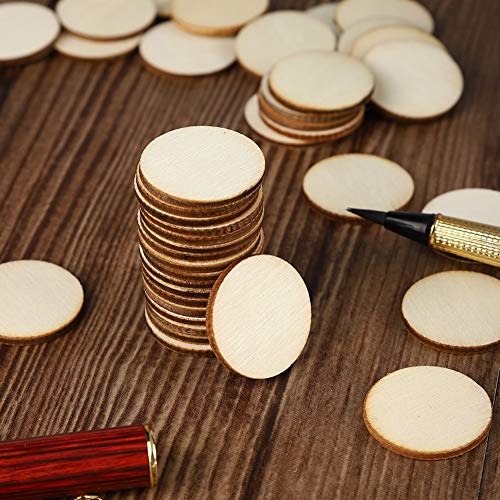 200 Pieces 1 Inch Unfinished Wood Slices Round Disc Circle Wood Pieces Wooden Cutouts Ornaments for Craft and Decoration | The Storepaperoomates Retail Market - Fast Affordable Shopping