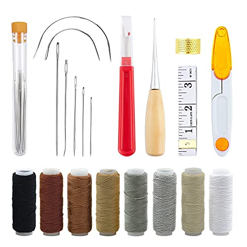 OVLORT Upholstery Repair Kit 29-Pack, Leather Craft Tool Kit Leather Hand Sewing Needles Canvas Thread and Needles Tape Measure Large-Eye Stitching Needles for Leather Repair | The Storepaperoomates Retail Market - Fast Affordable Shopping