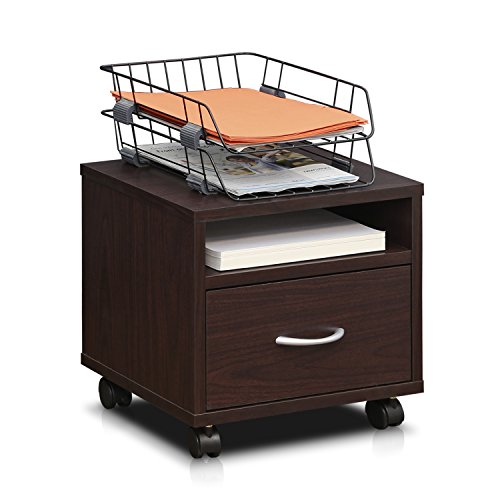 Furinno Indo Petite Under Desk Utility Cart with Casters, Espresso | The Storepaperoomates Retail Market - Fast Affordable Shopping