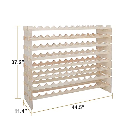 Smartxchoices Stackable Modular Wine Rack 96 Bottle Wooden Wine Storage Rack Freestanding Wine Holder Display Shelves, Wobble-Free, Solid Wood, (Eight-Tier, 96 Bottle Capacity) | The Storepaperoomates Retail Market - Fast Affordable Shopping