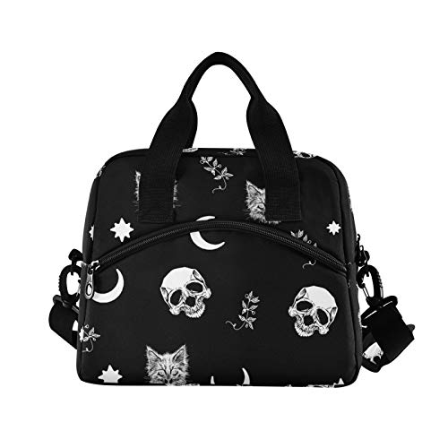Skull Cat Moon Gothic Insulated Lunch Bags Reusable Lunch Tote Bag Cooler Bag for Women Men Adult Lunch Box with Adjustable Shoulder Strap Leakproof Lunch Bag for Work School Picnic Camping | The Storepaperoomates Retail Market - Fast Affordable Shopping