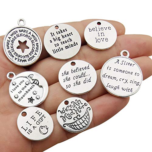 WOCRAFT 40pcs Inspiration Words Charms Craft Supplies Beads Charms Pendants for Jewelry Making Crafting Findings Accessory for DIY Necklace Bracelet (M331) | The Storepaperoomates Retail Market - Fast Affordable Shopping
