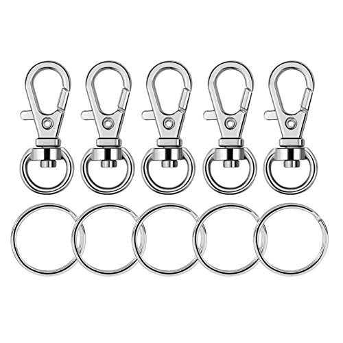 Paxcoo 100 Pcs Metal Swivel Lanyard Snap Hook with Key Rings (Silver) | The Storepaperoomates Retail Market - Fast Affordable Shopping