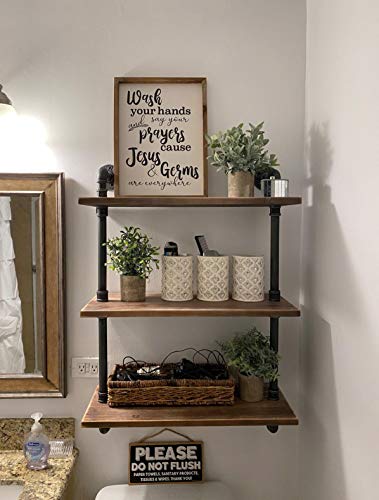 FODUE Industrial Pipe Shelving Bookshelf Rustic Modern Wood Ladder Storage Shelf 3 Tiers Retro Wall Mount Pipe Design DIY Shelving | The Storepaperoomates Retail Market - Fast Affordable Shopping