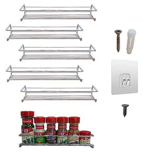 6 Pack. Wall mount spice rack organizer for cabinet. Spice shelf. Seasoning organizer. Pantry door organizer. Spice storage. 12 x 3 x 3 inches. Premium Present brand | The Storepaperoomates Retail Market - Fast Affordable Shopping