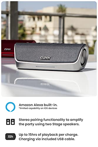 Cleer Audio Stage Smart Bluetooth Speaker – IPX7 Waterproof, Built-in Alexa, Stereo Pairing Capabilities, with Digital Amplifier, Dual 48mm Drivers, and Passive Radiators for Powerful Music and Sound | The Storepaperoomates Retail Market - Fast Affordable Shopping