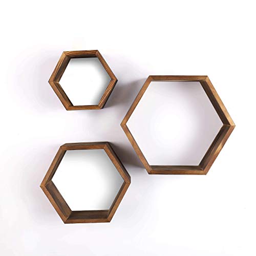 Wooden Hexagon Shelves – Rustic Floating Honeycomb Shelves – Set of 3 – Small, Medium, and Large – Wall Screws Included | The Storepaperoomates Retail Market - Fast Affordable Shopping